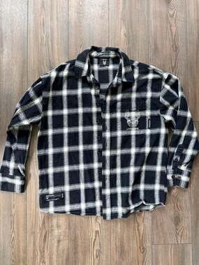 Lifework Radog Plaid Flannel Shirt Black and White